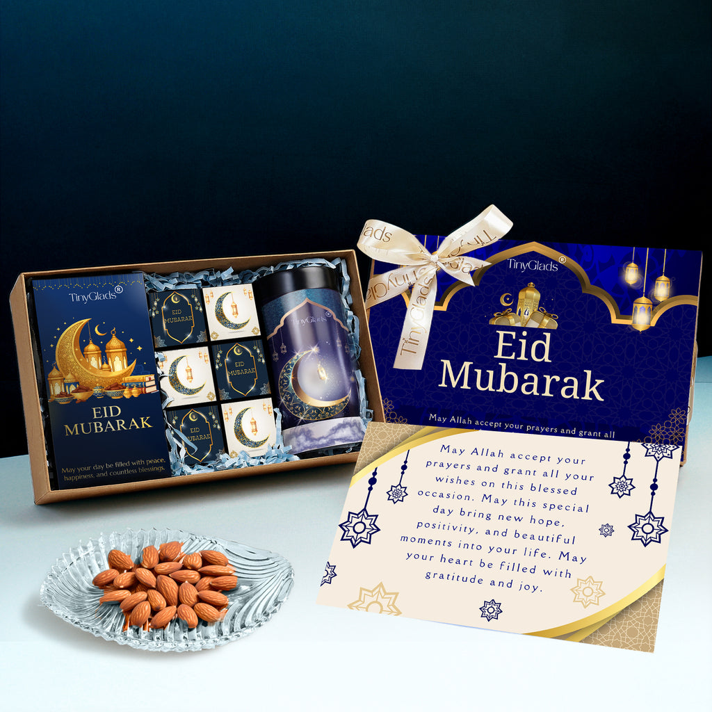TinyGlads Eid Celebration Chocolate Gift Box | 1 Chocolate Jar, 1 Chocolate Bar & 6 Premium Truffles