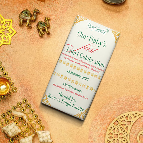 TinyGlads Personalized Baby's First Lohri Chocolate Bar | 80g