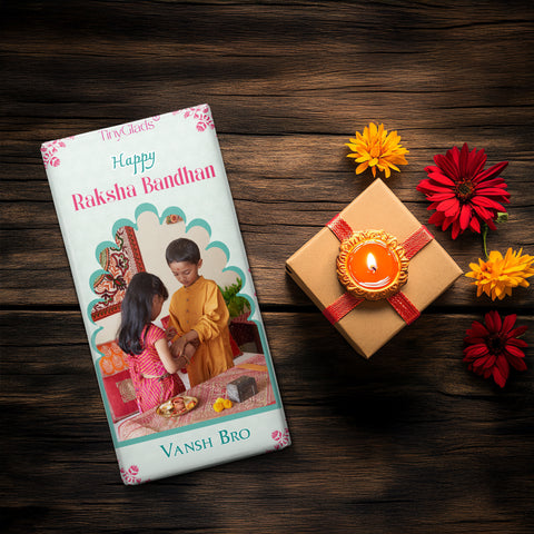 TinyGlads Personalized Raksha Bandhan Chocolate Bar | Custom Photo & Name | 80g