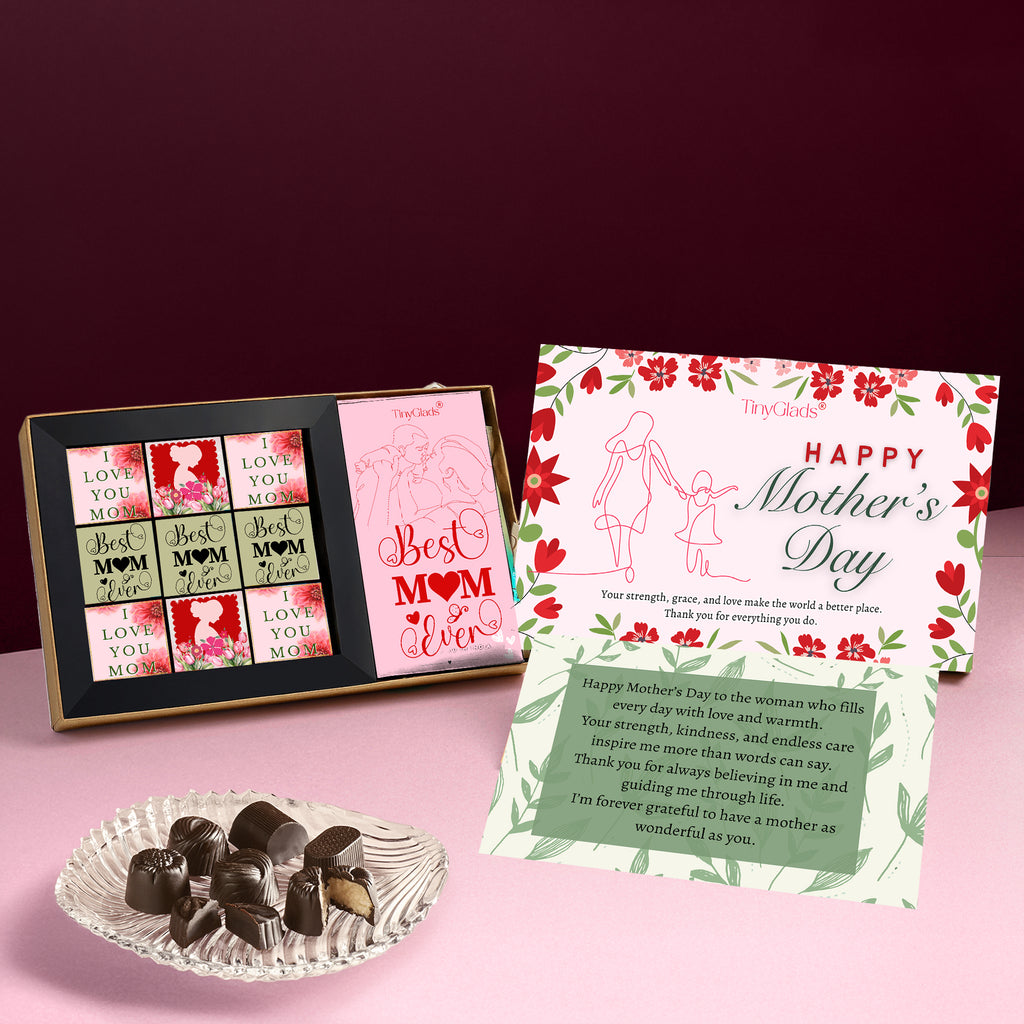 Mother’s Day Chocolate Gift Box with 9 Truffles & Bar