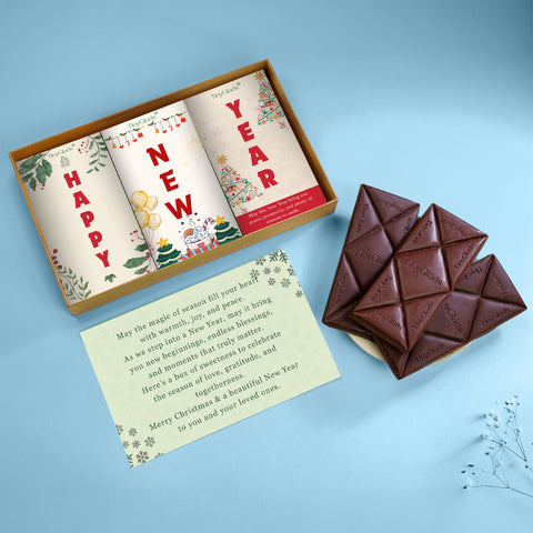 TinyGlads Christmas & New Year Chocolate Gift Box | 3 Premium Bars