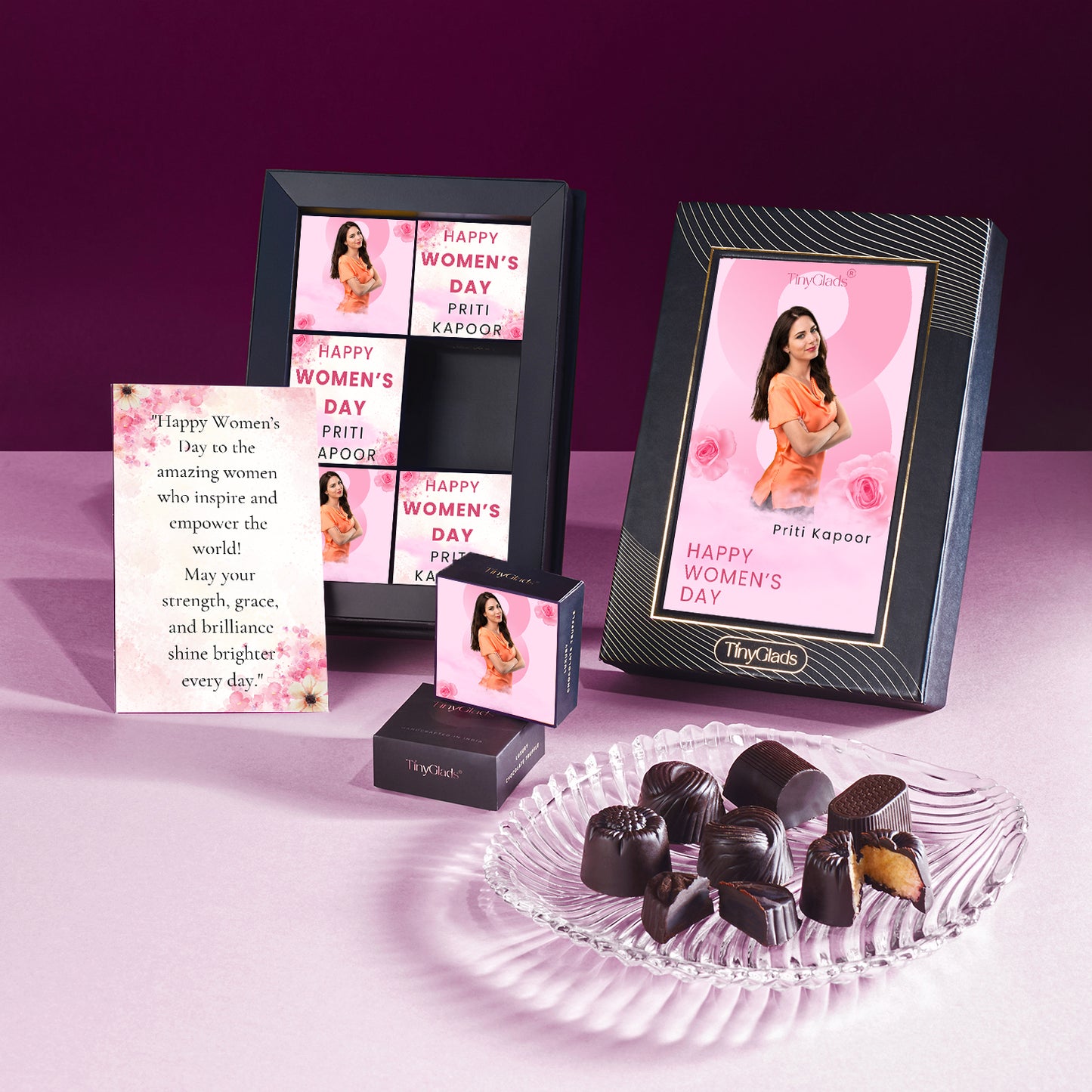 TinyGlads Women's Day Special Chocolate Gift Box | Personalized Photo