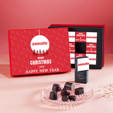 TinyGlads Personalized Corporate Christmas Chocolate Gift Box | 12 Custom Chocolates