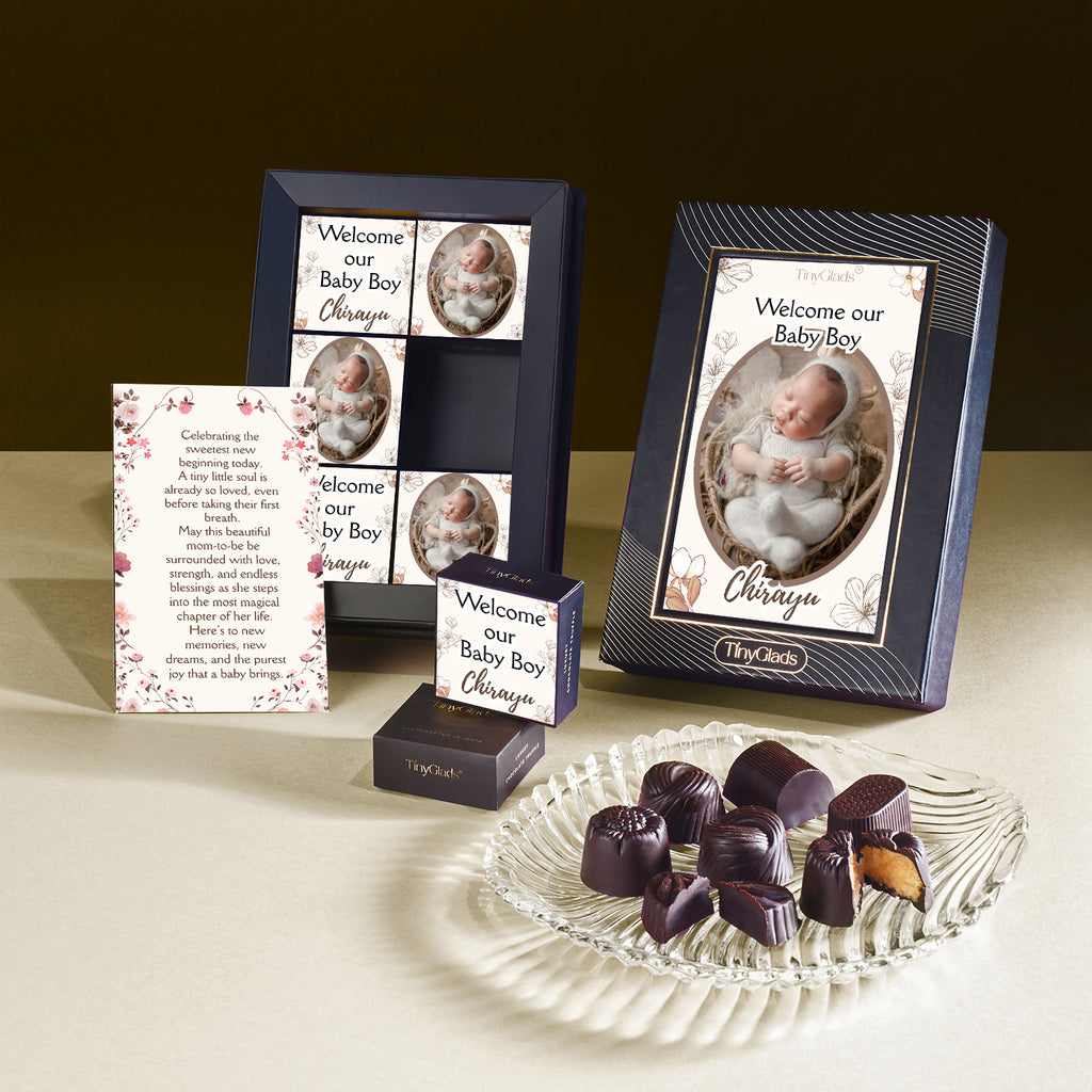 Personalised Photoframe Baby Shower Gift - 6 Chocolate Truffles
