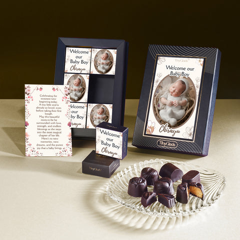 Personalised Photoframe Baby Shower Gift - 6 Chocolate Truffles
