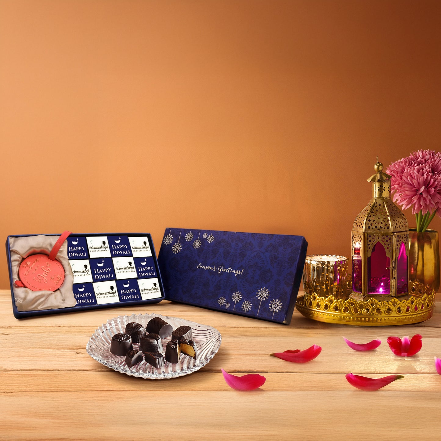 Corporate Diwali Gift Box – 12 Chocolate Truffles & Premium Big Diya