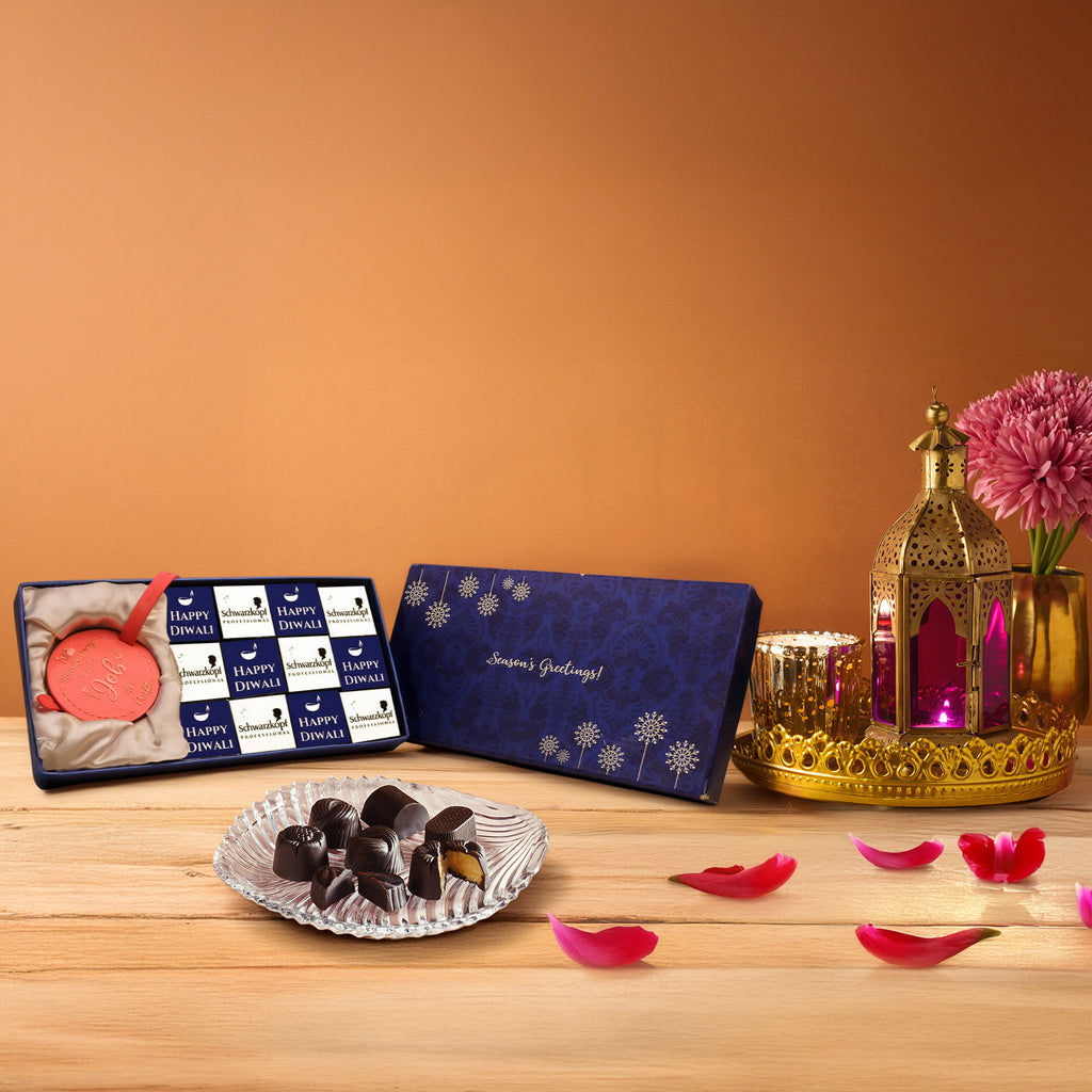 Corporate Diwali Gift Box – 12 Chocolate Truffles & Premium Big Diya