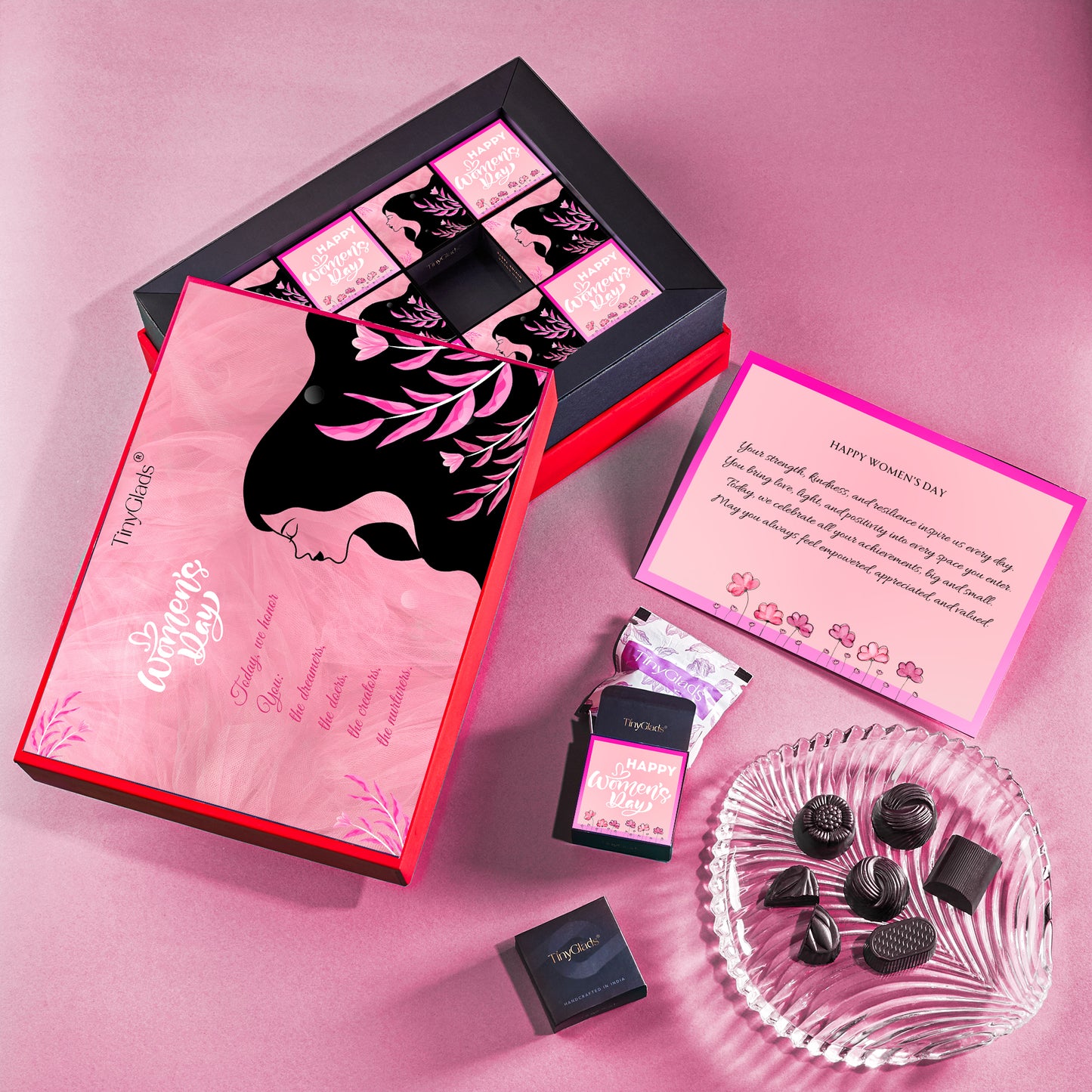 TinyGlads Women's Day Premium Chocolate Gift Box | 12 Assorted Center-Filled Truffles