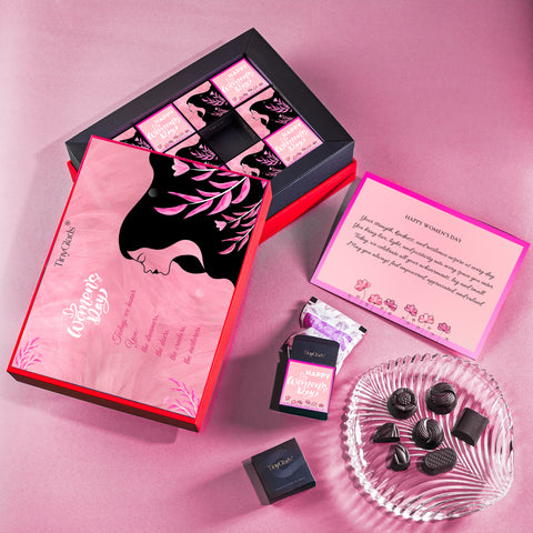 TinyGlads Women's Day Premium Chocolate Gift Box | 12 Assorted Center-Filled Truffles
