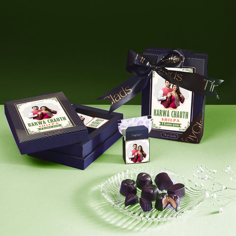 Personalised Karwa Chauth Chocolate Gift Box - 6 Truffles