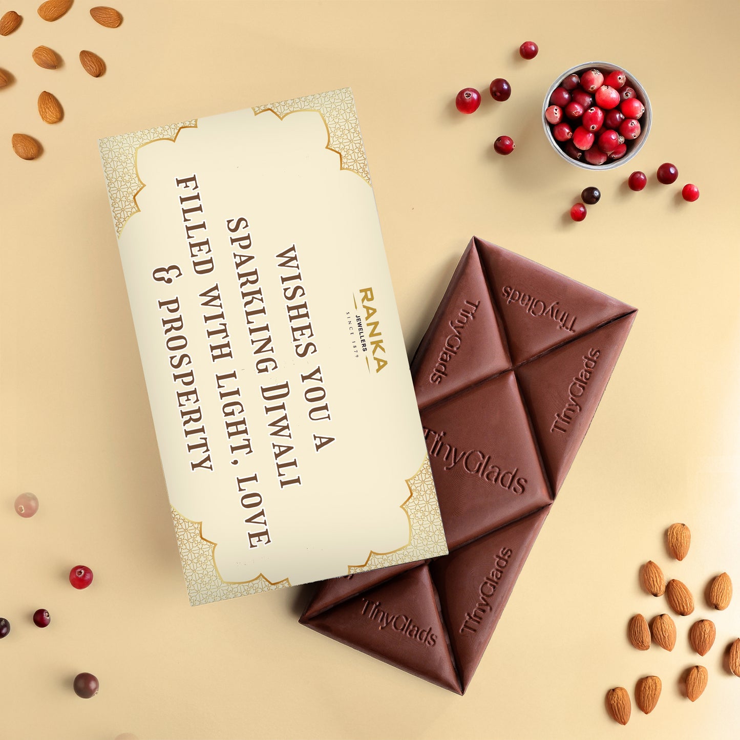Khadi Organic Diwali Gift Box – Chocolate Bar, 5 Truffles & Diya