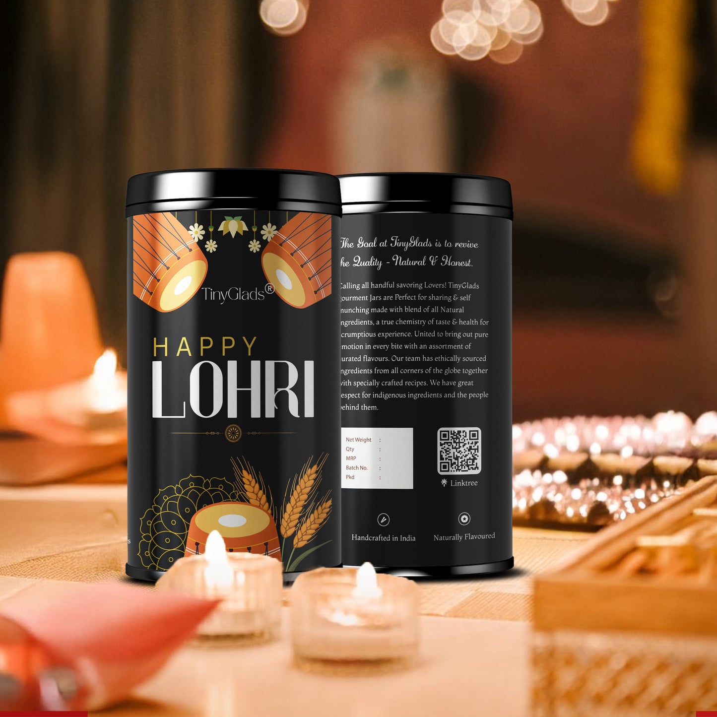 TinyGlads Happy Lohri Chocolate Truffle Jar | 12 Truffles