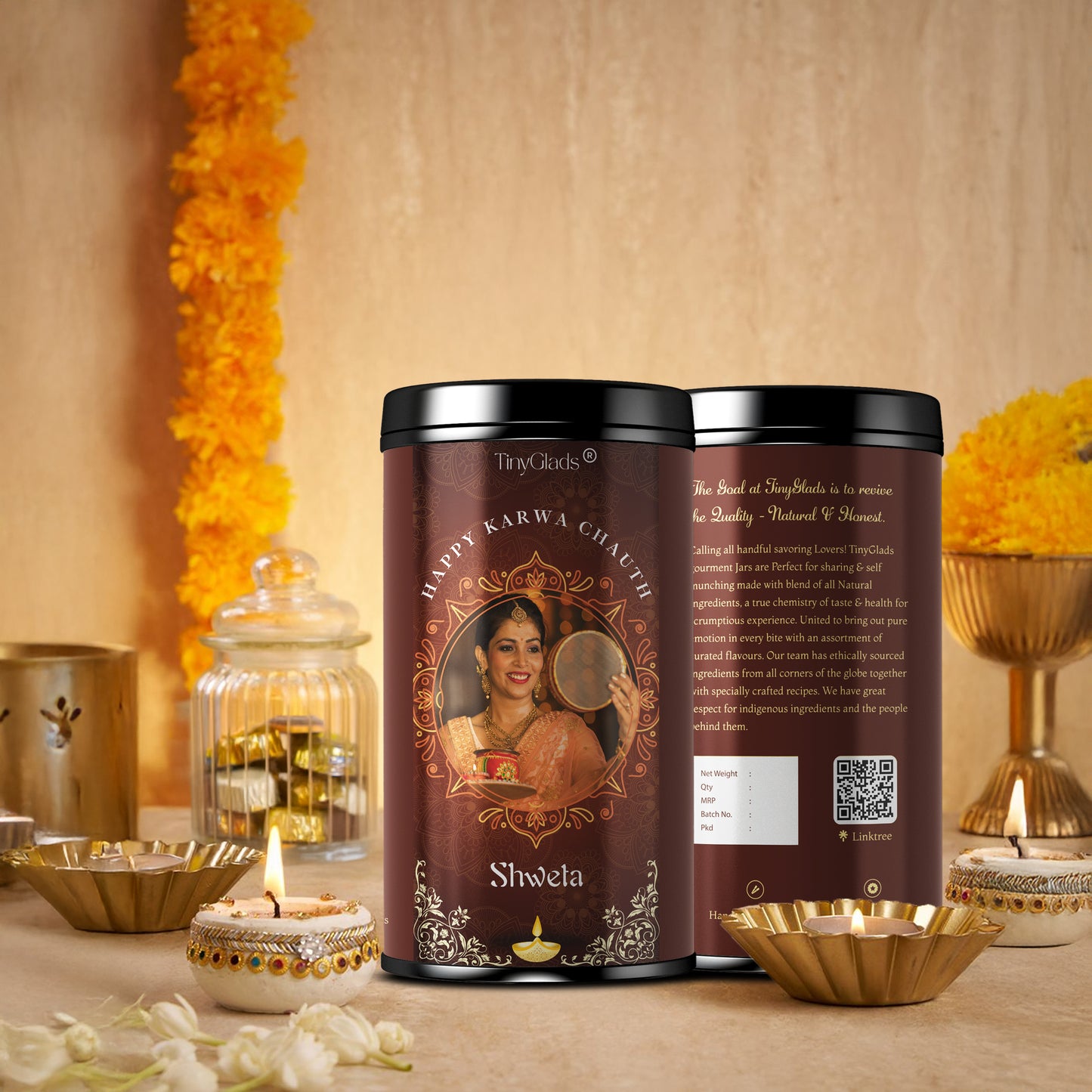 Personalised Festive Chocolate Gift Jar for Karwa Chauth