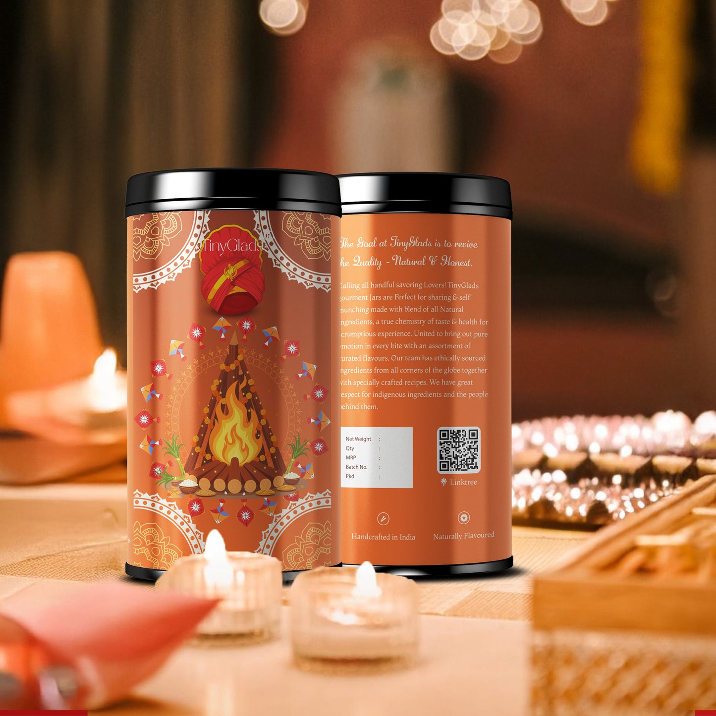 TinyGlads Festive Lohri Chocolate Truffle Jar | 12 Truffles