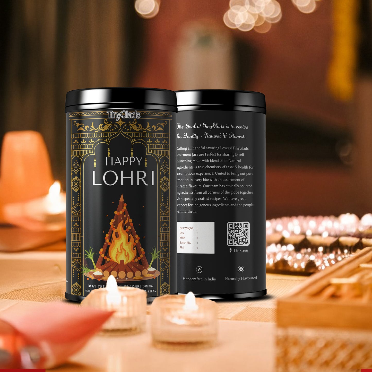 TinyGlads Elegant Lohri Chocolate Truffle Jar | 12 Assorted Truffles