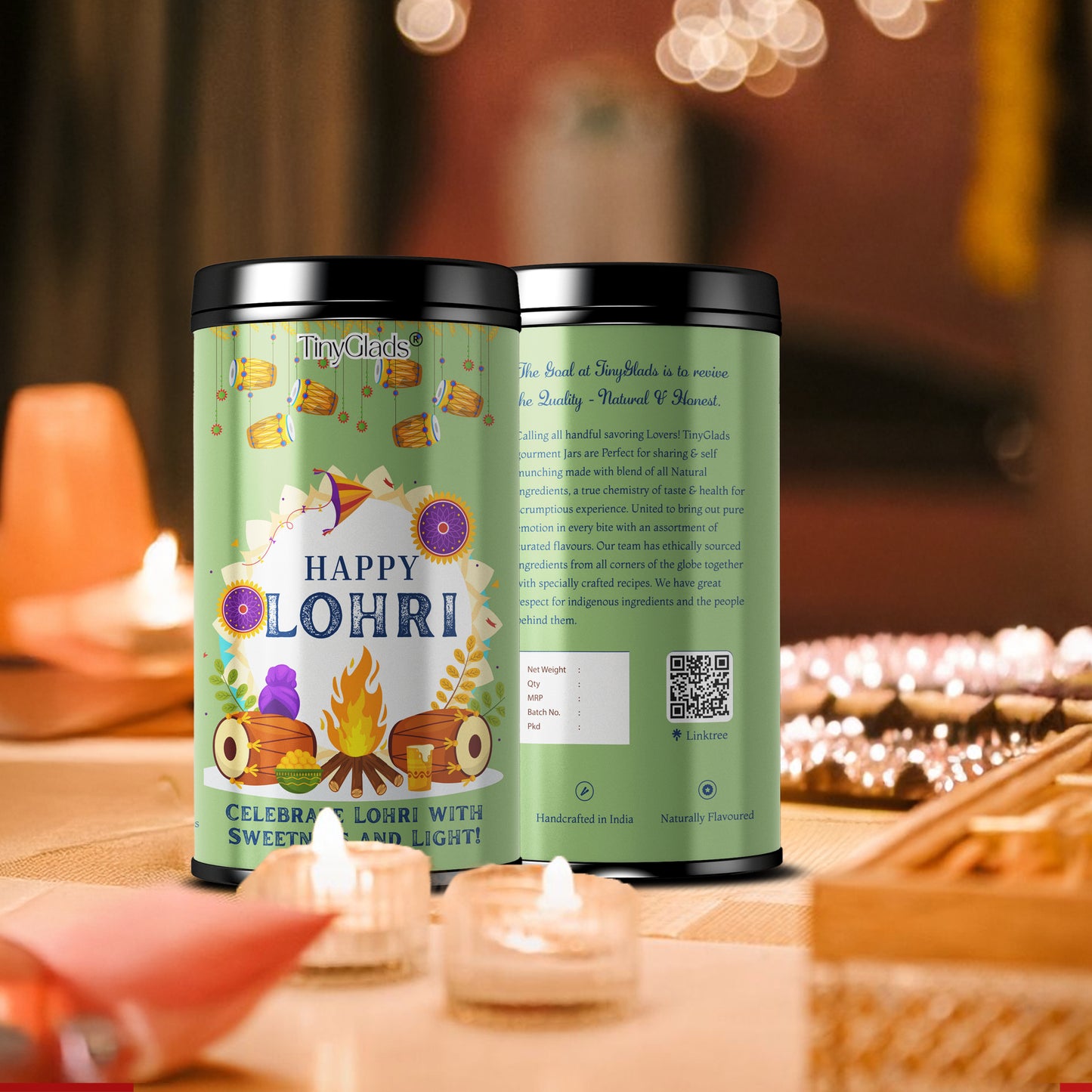 TinyGlads Celebration Lohri Chocolate Truffle Jar | 12 Truffles