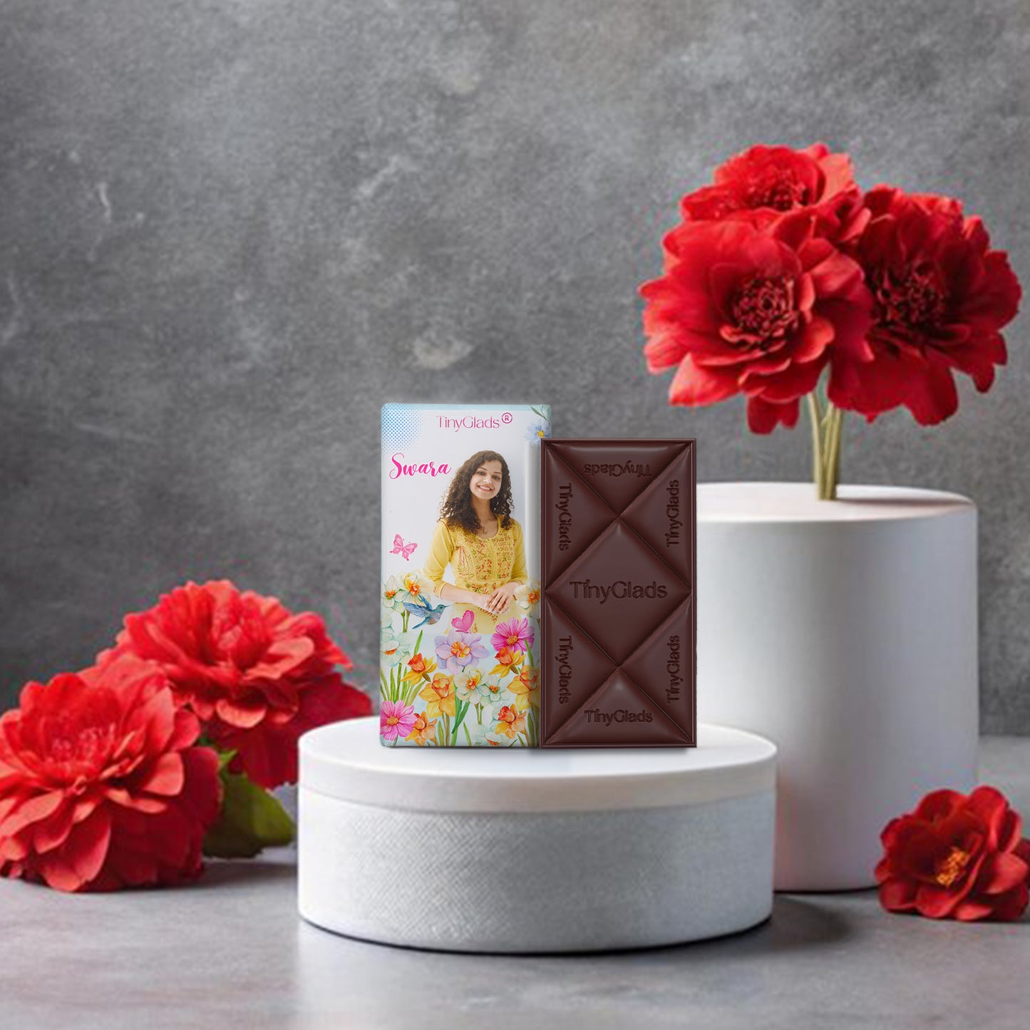 TinyGlads Personalized Women's Day Photo Chocolate Bar | Custom Name & Photo | 80g