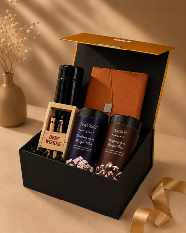 Premium Corporate Gift Hamper with Diary, Bottle, Pen Set & Chocolates