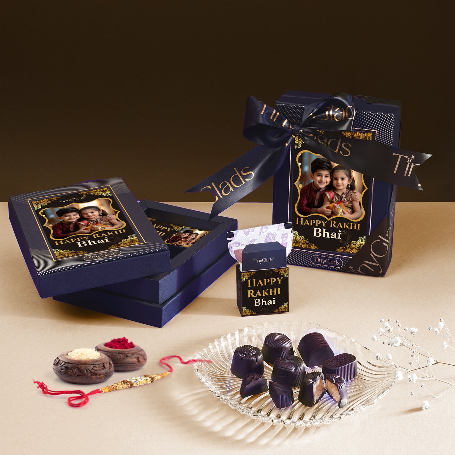 Personalized Chocolate Gift with Rakhi – Raksha Bandhan Surprise Box