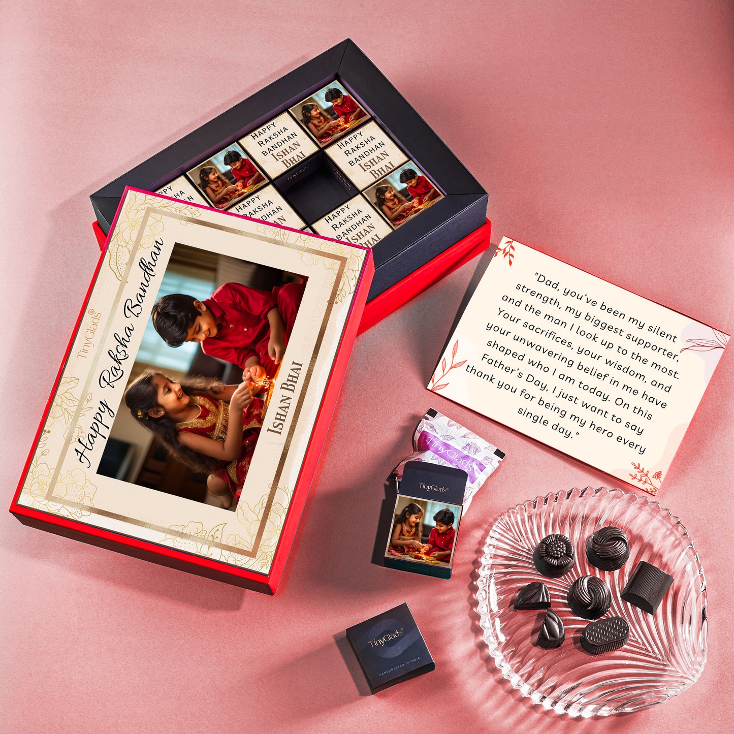 Personalized Raksha Bandhan Chocolate Box with Rakhi for Brother