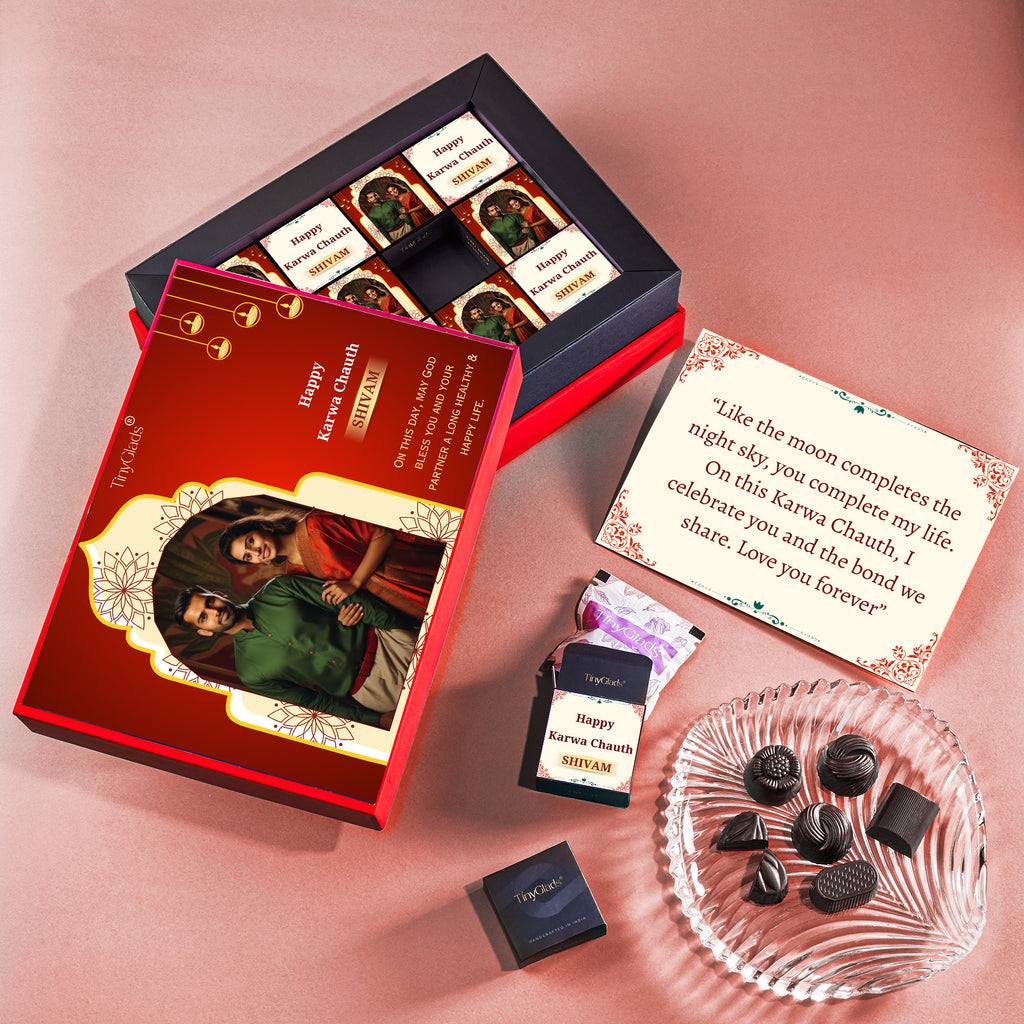 Premium Karwa Chauth Chocolate Box with 12 Handcrafted Chocolates