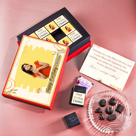 Photo Birthday Chocolate Box | 12 Rich & Gourmet Truffles Gift Set