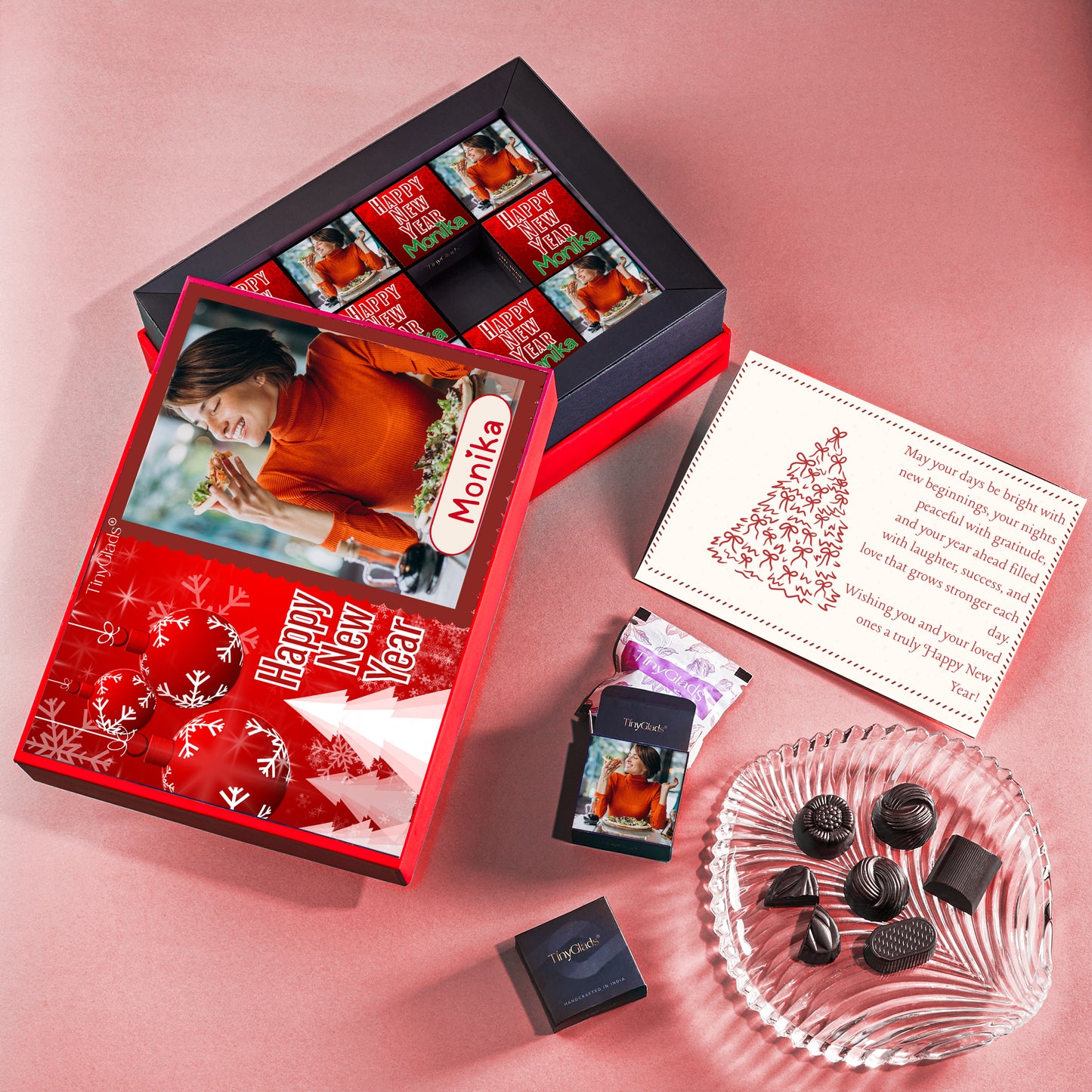 New Year Celebration Photo Chocolate Box – Custom Name Gift