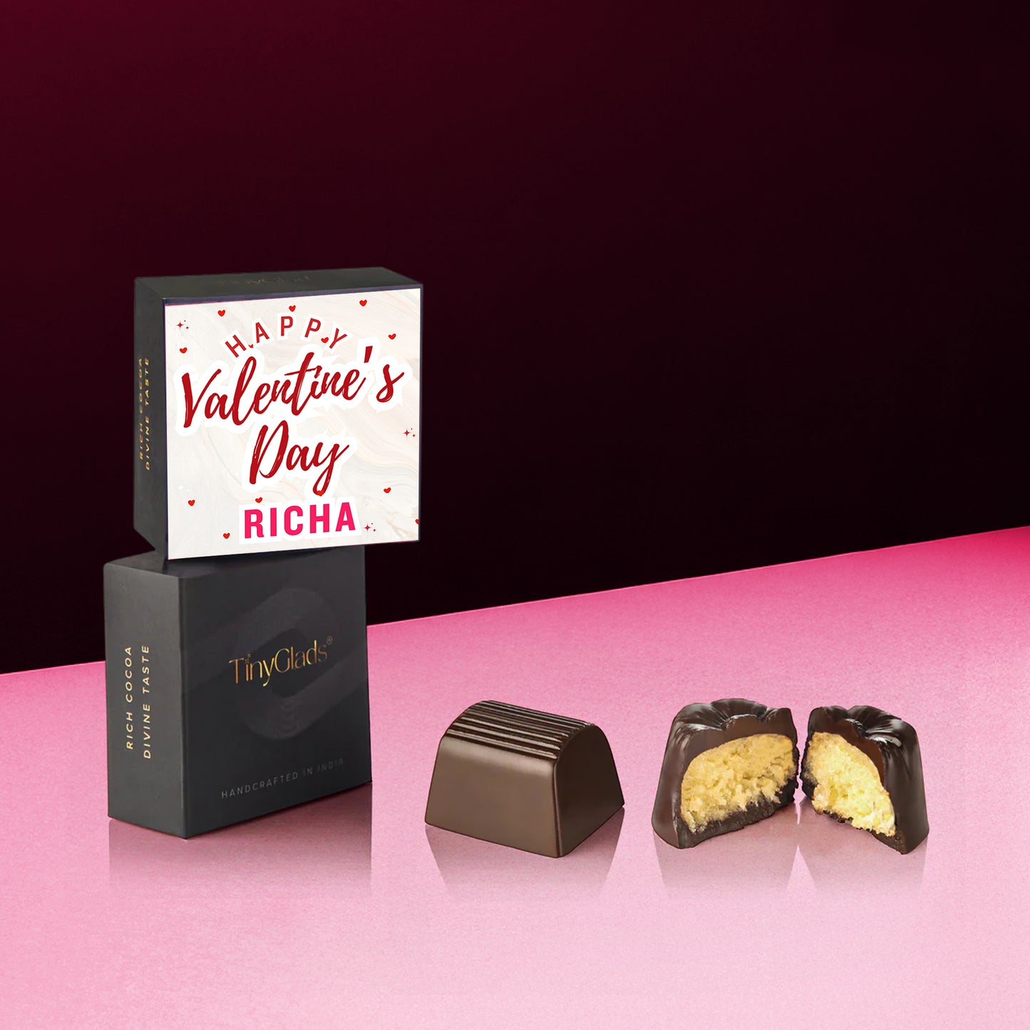 Personalised Valentine Chocolate Gift Box with 2 Chocolate Bars & 6 Truffles