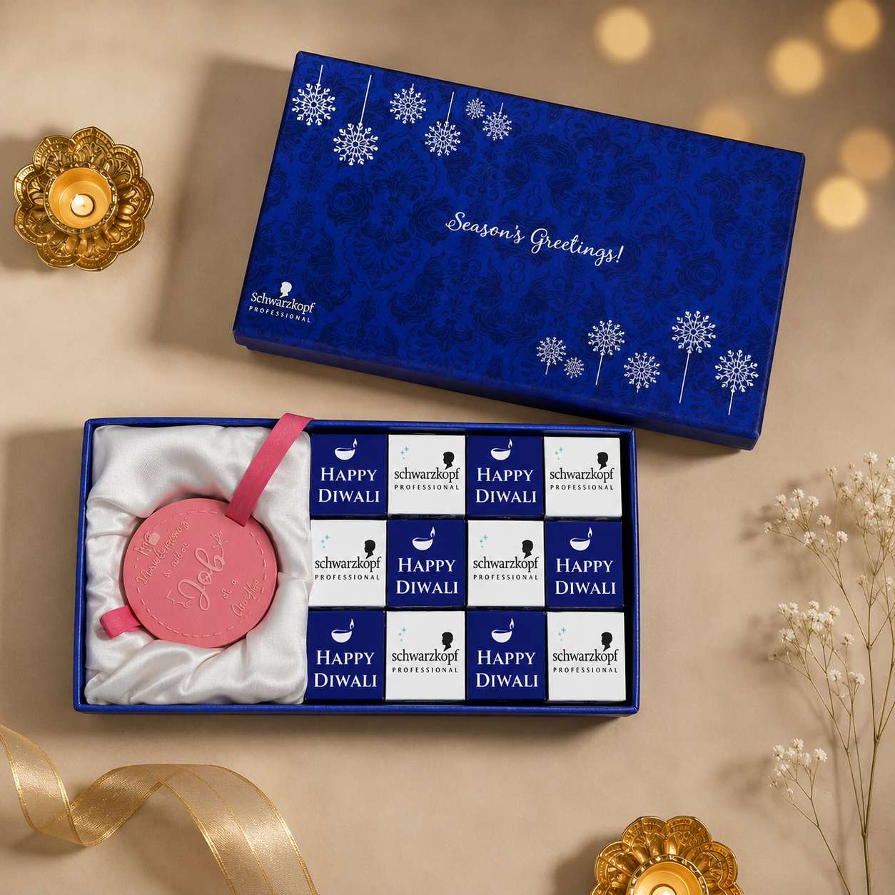 Corporate Diwali Gift Box | 12 Chocolate Truffles & Premium Big Diya