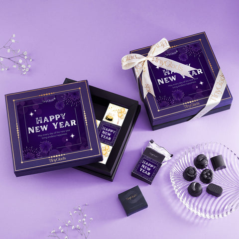 TinyGlads Purple New Year Chocolate Gift Box | 9 Gourmet Truffles