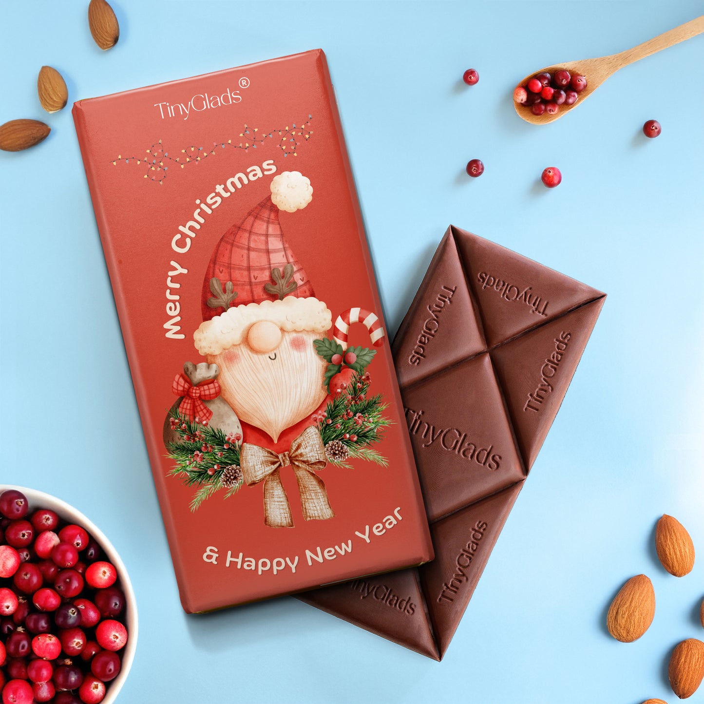TinyGlads Christmas & New Year Chocolate Bar Gift Box | 2 Gourmet Chocolate Bars