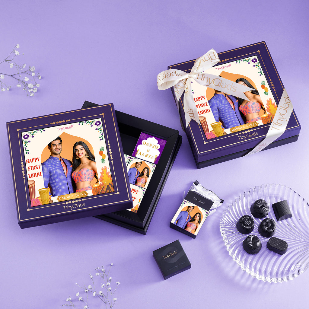 Personalized First Lohri Chocolate Gift Box | 9 Assorted Truffles