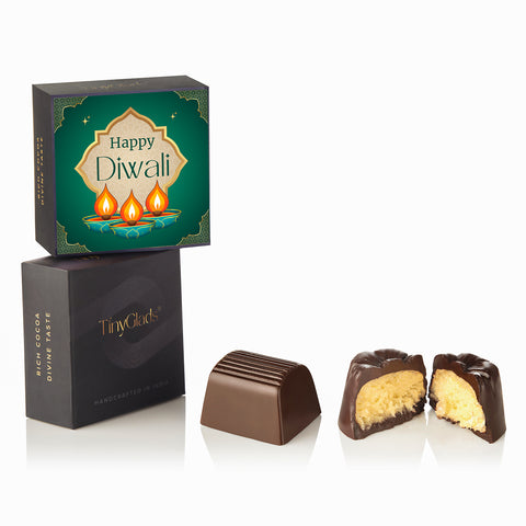 Premium Diwali Gift Box – Chocolate Jar, 6 Truffles & 3 Diyas