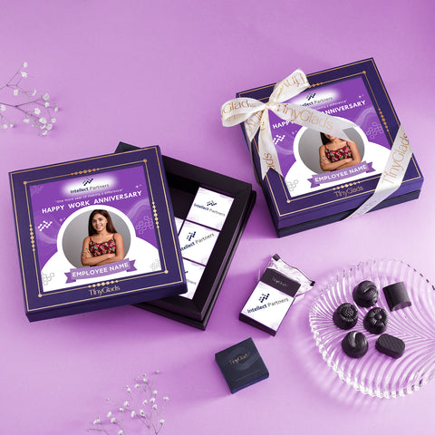 Personalized Employee Work Anniversary Corporate Chocolate Gift Box | 9 Pcs