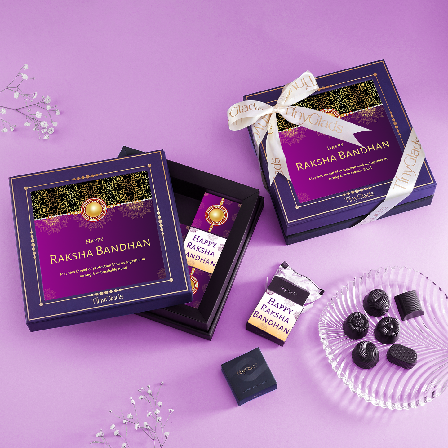 TinyGlads Royal Rakhi Chocolate Gift Box | 9 Gourmet Truffles