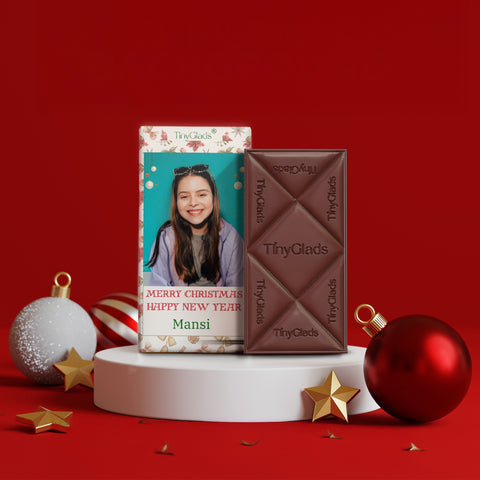 TinyGlads Personalized Holiday Memories Chocolate Bar | Custom Photo | 80g
