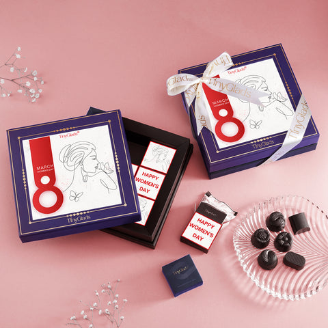 TinyGlads Happy Women's Day Chocolate Gift Box | 9 Premium Truffles