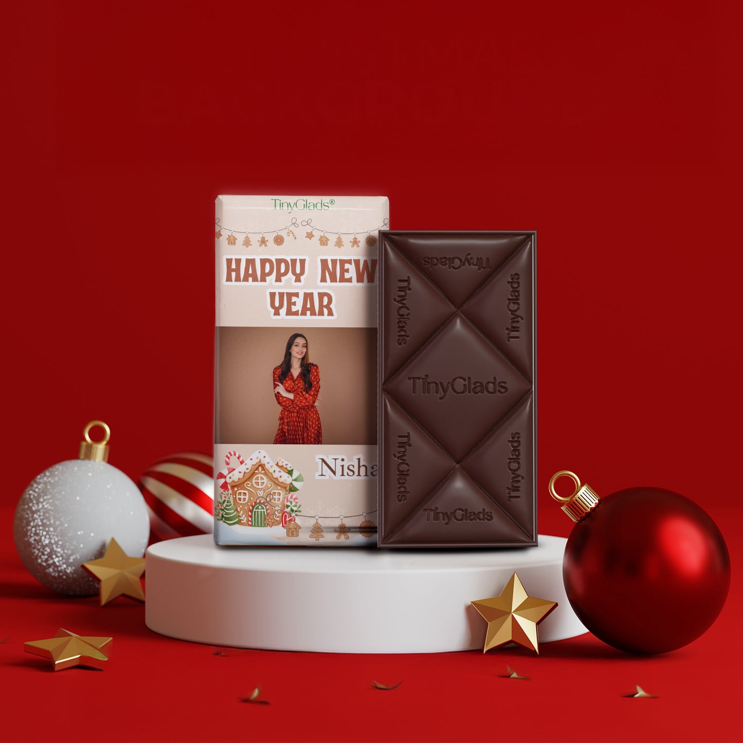 TinyGlads Personalized Holiday Wishes Chocolate Bar | 80g