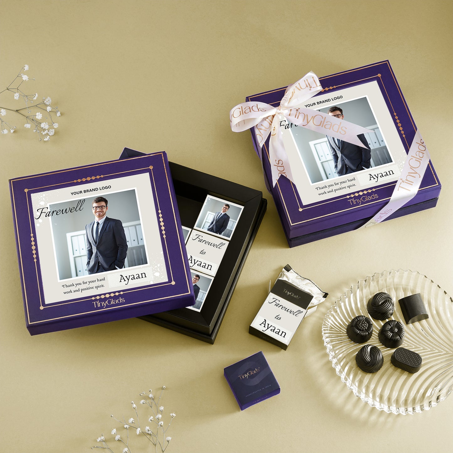 Custom Farewell Chocolate Box for Employees | 9 Pc Premium Collection