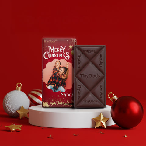 TinyGlads Festive Photo Chocolate Bar | Custom Gift | 80g