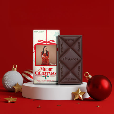 TinyGlads Merry Christmas Photo Chocolate Bar | Personalized | 80g