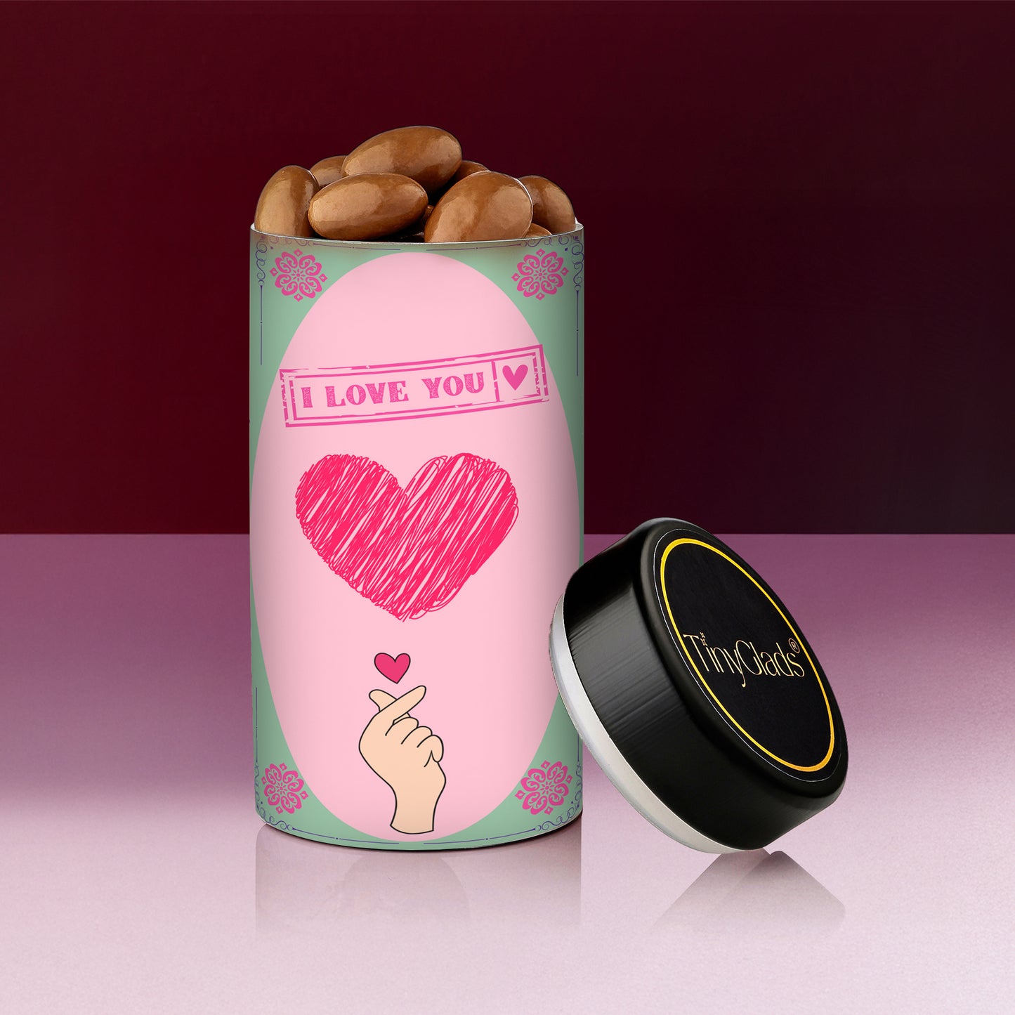 Unique Photo Karwa Chauth Gift Box with 1 Gourmet Jar, 4 Handcrafted Truffles & 2 Decorative Diyas