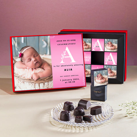 Personalised Baby Girl Announcement Chocolate Photoframe