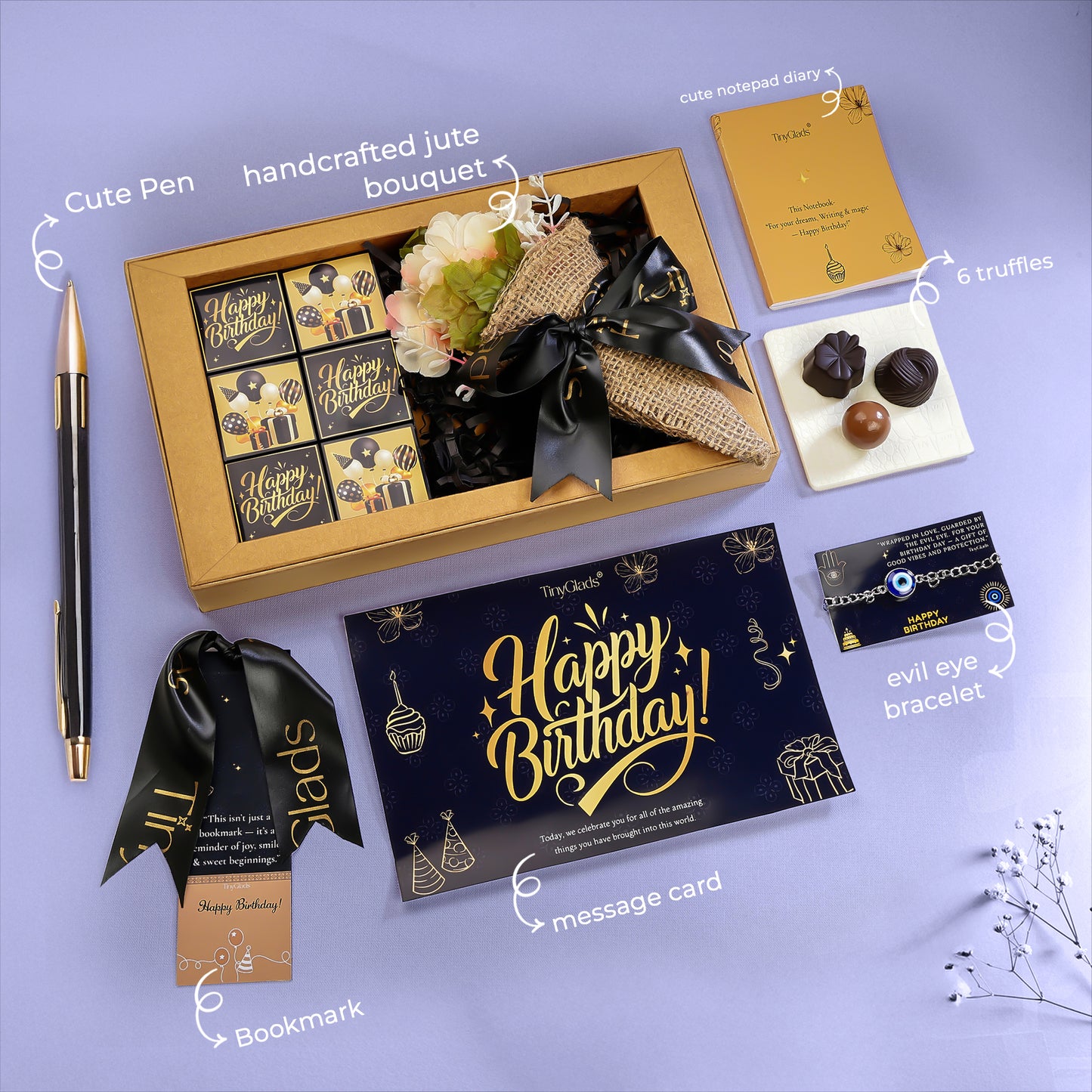 Premium Birthday Hamper for Her/Him – Bracelet, Pen & Diary Set