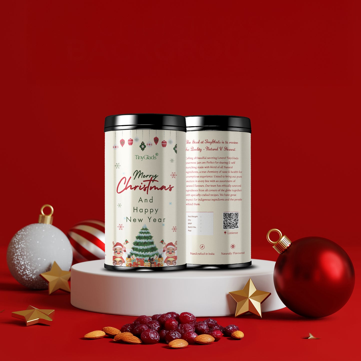 TinyGlads Holiday Treats Chocolate Jar | Christmas Special | 12 Assorted Chocolates | 250g