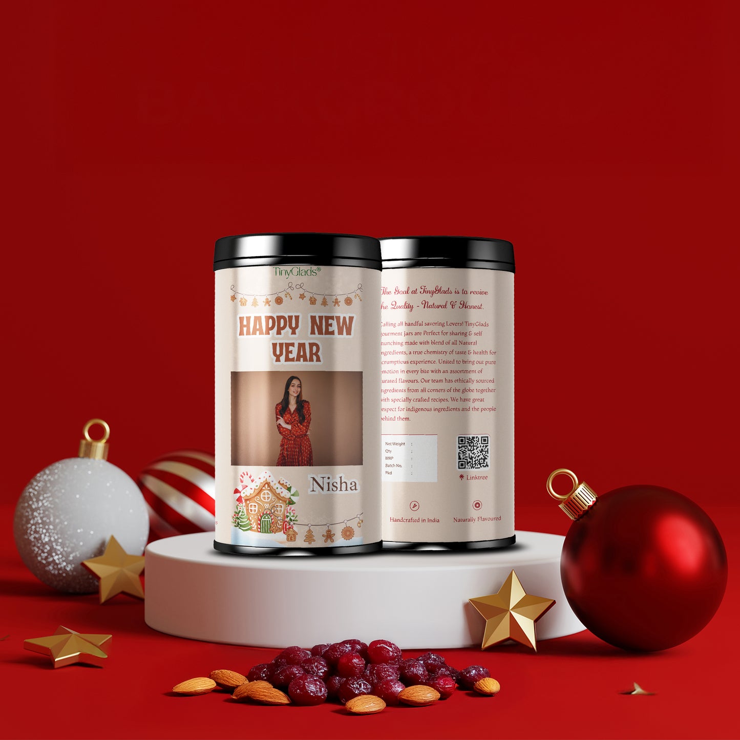 TinyGlads Festive Photo Chocolate Jar | New Year Edition | 250g