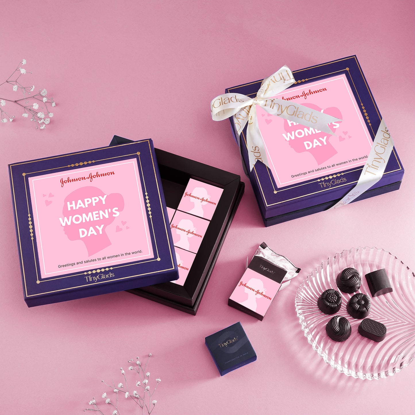 TinyGlads Personalized Corporate Women's Day Chocolate Gift Box | 9 Gourmet Truffles