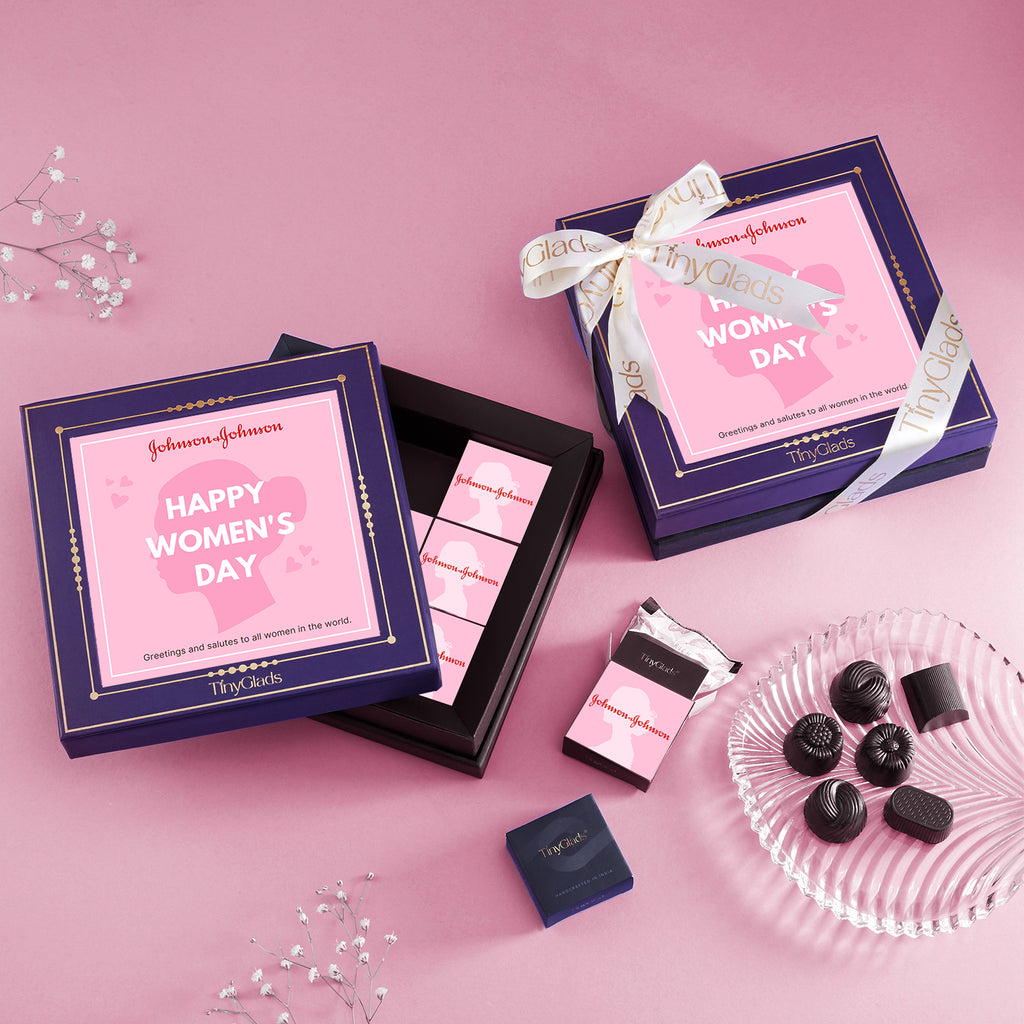 TinyGlads Personalized Corporate Women's Day Chocolate Gift Box | 9 Gourmet Truffles