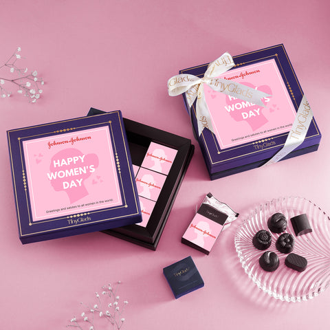TinyGlads Personalized Corporate Women's Day Chocolate Gift Box | 9 Gourmet Truffles