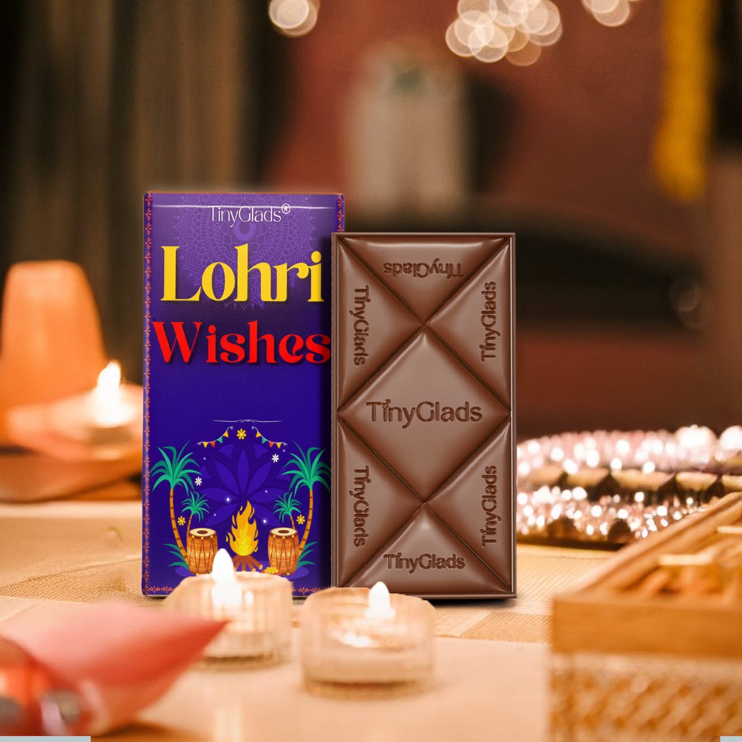 TinyGlads Lohri Wishes Premium Chocolate Bar | 80g